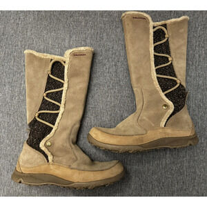 Salomon Emmy Tan Suede Thinsulate Mid Calf Snow Winter Boots Womens 7 US Zip Up